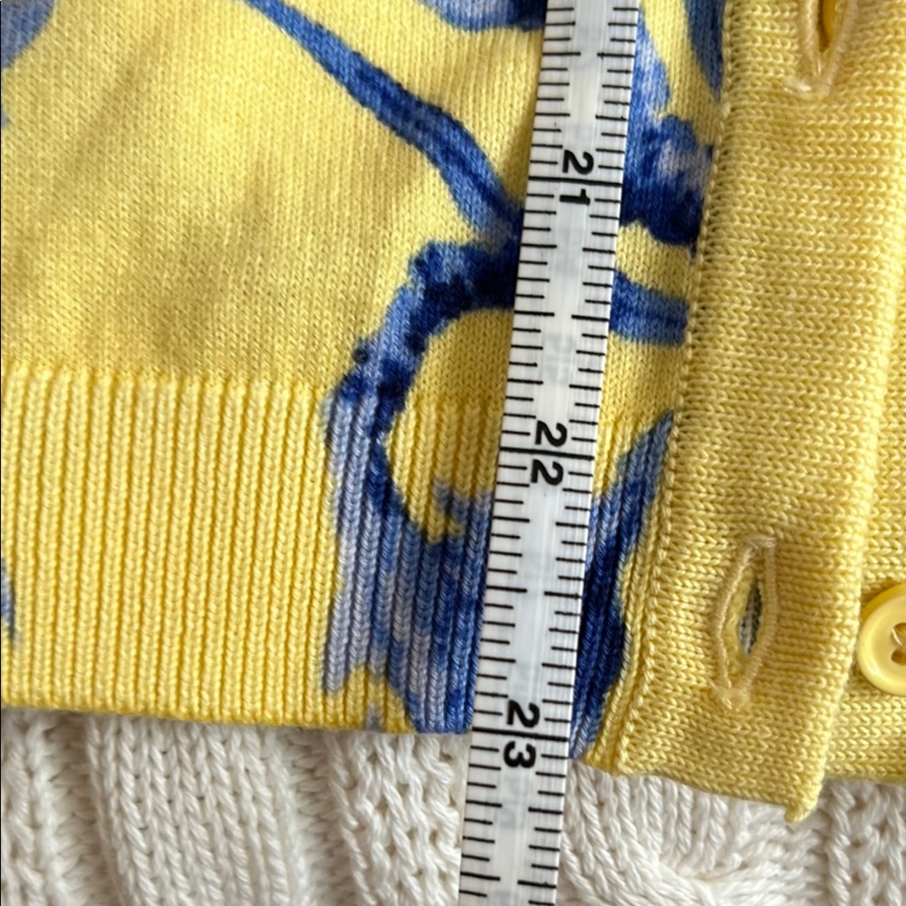 Talbots Yellow and Blue Patterned Cardigan - Picture 7 of 8
